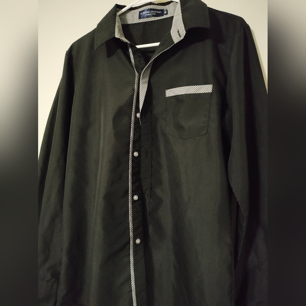 Mens Black Dress Shirt with Contrast Trim by